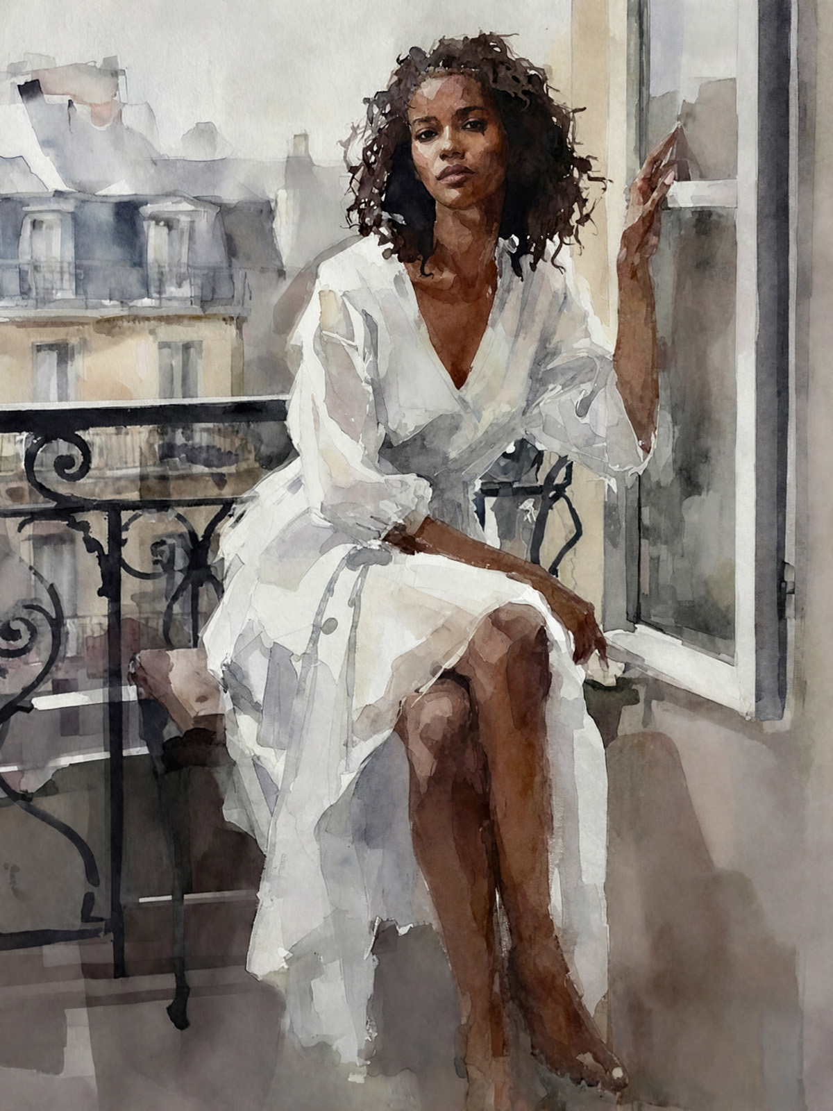 206-1874- Frau-in-weissem-Kleid-auf-dem-Balkon-art-gallery-xxl-bild.jpg